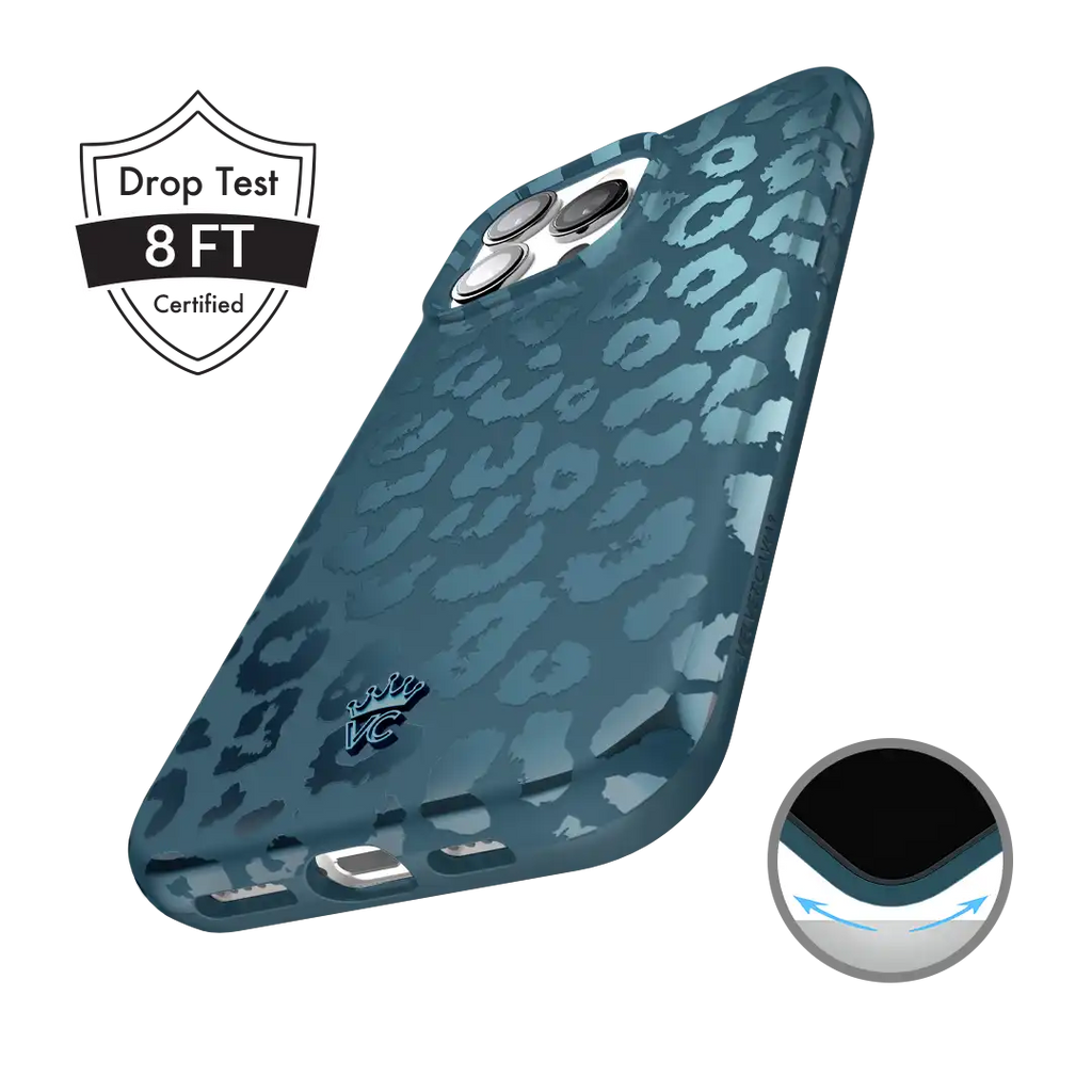 Metallic Navy Leopard iPhone Case