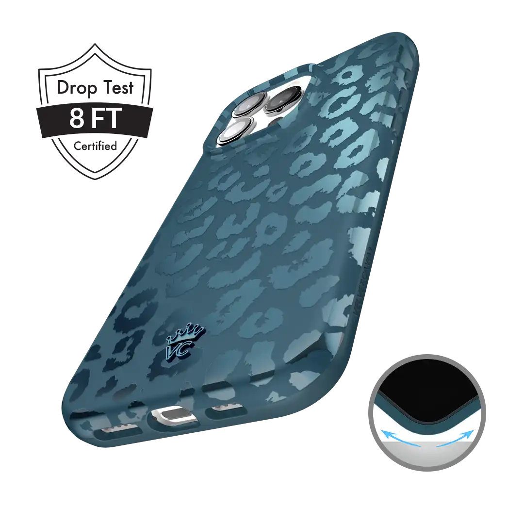Metallic Navy Leopard iPhone Case