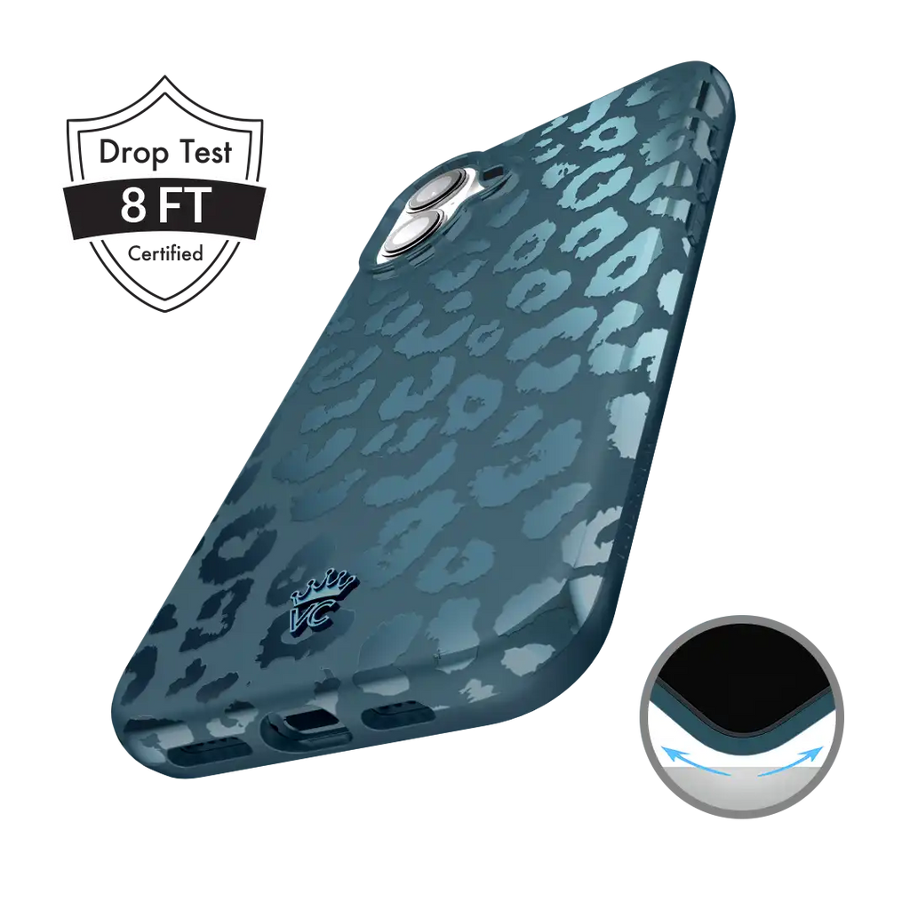 Metallic Navy Leopard iPhone Case