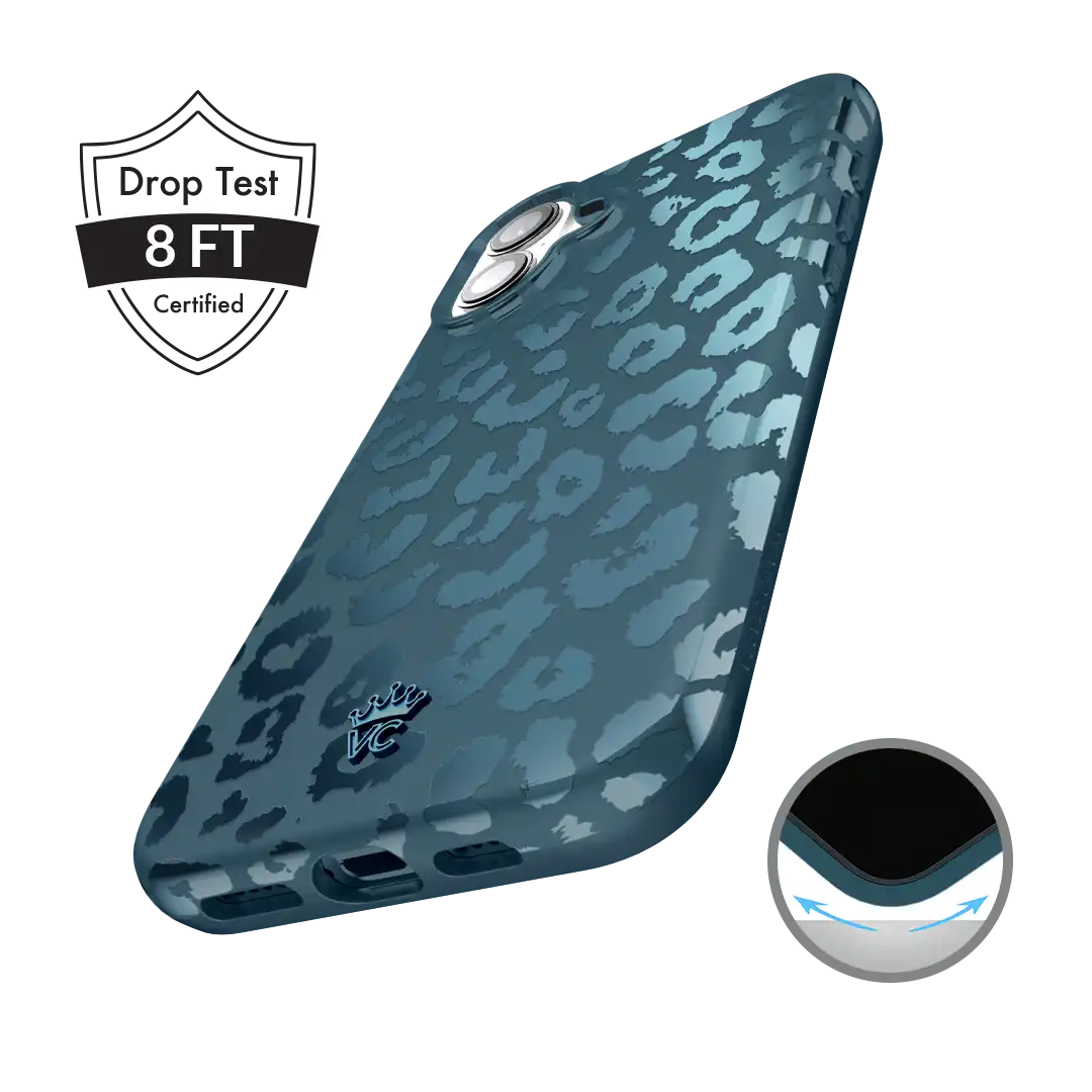 Metallic Navy Leopard iPhone Case