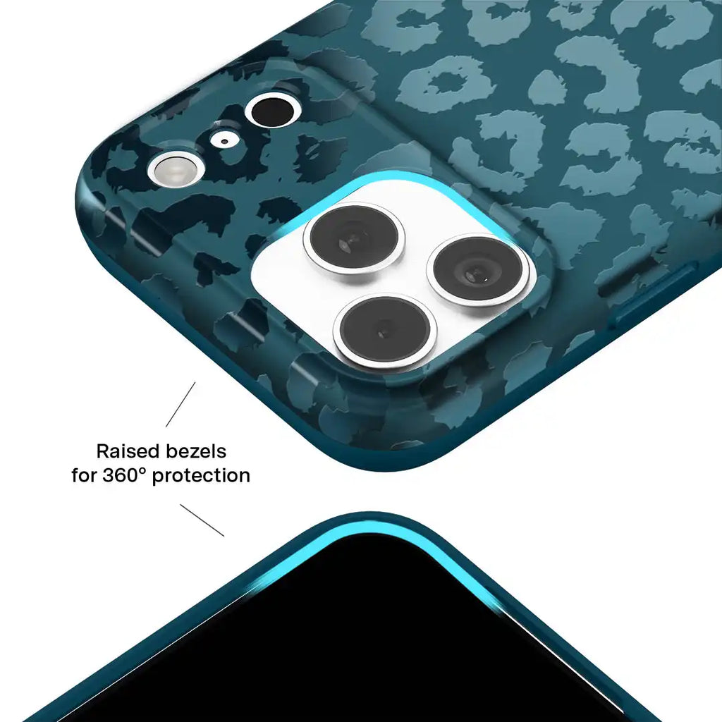 Metallic Navy Leopard iPhone Case