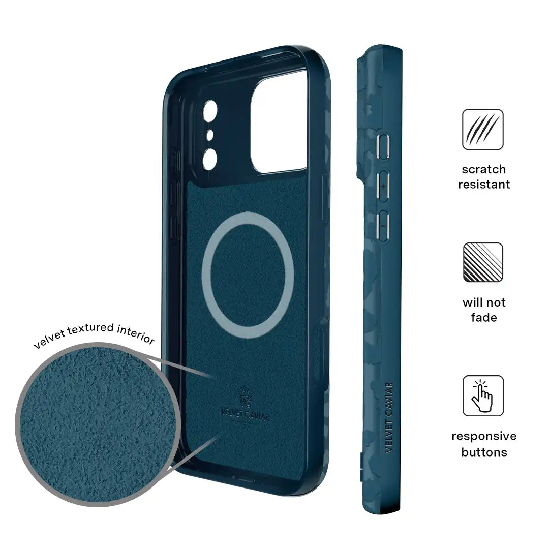 Metallic Navy Leopard iPhone Case