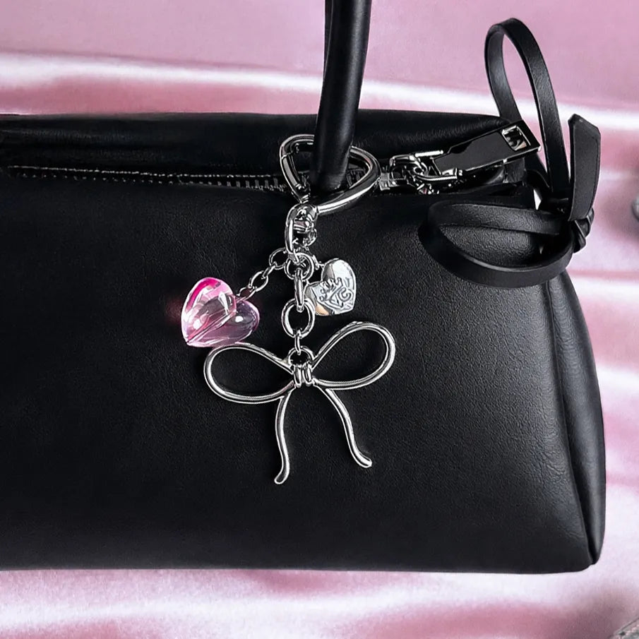 Silver Bow Bag Charm