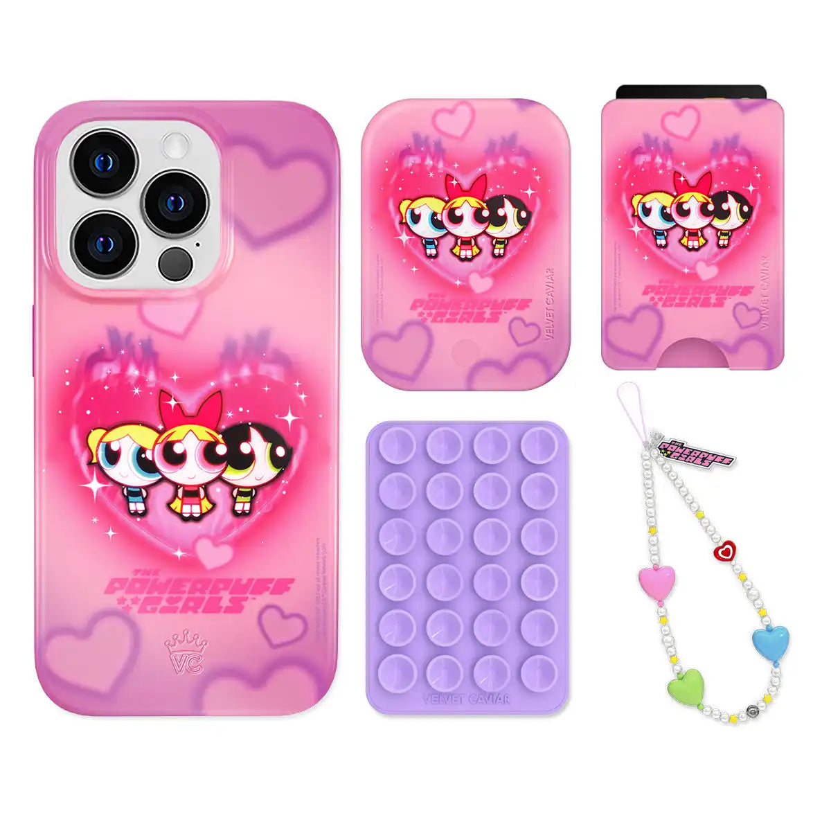 The Powerpuff Girls Airbrush Hearts iPhone Bundle Set - Wallet