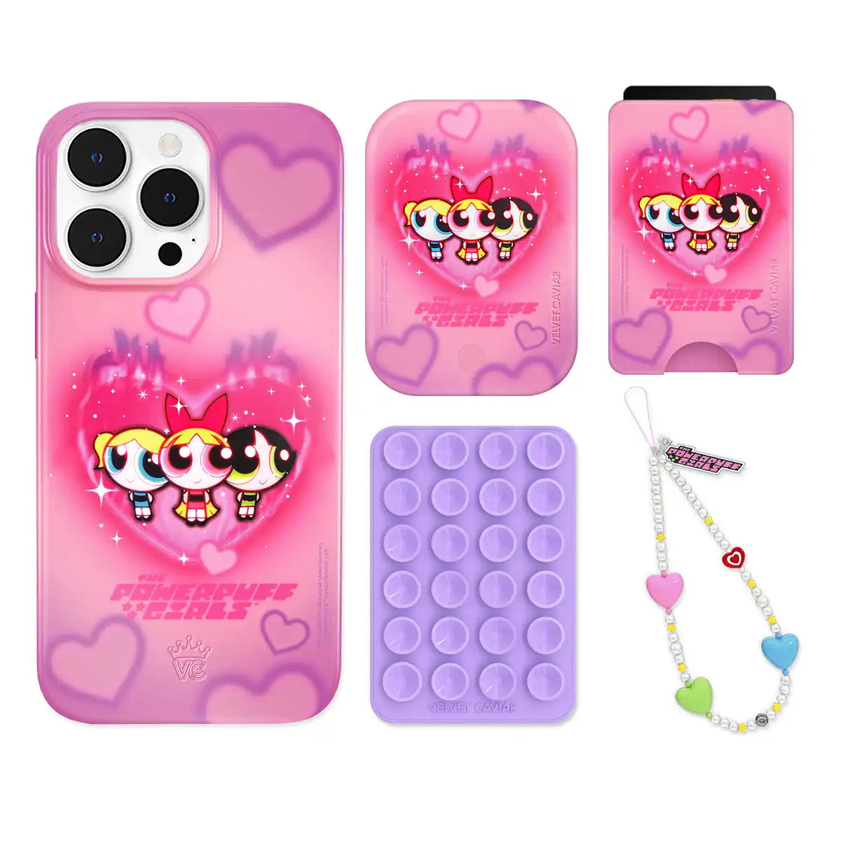 The Powerpuff Girls Airbrush Hearts iPhone Bundle Set - Wallet