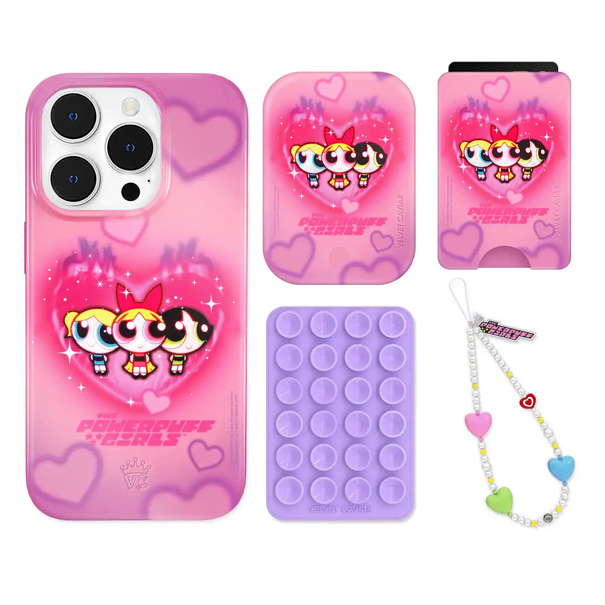The Powerpuff Girls Airbrush Hearts iPhone Bundle Set - Wallet