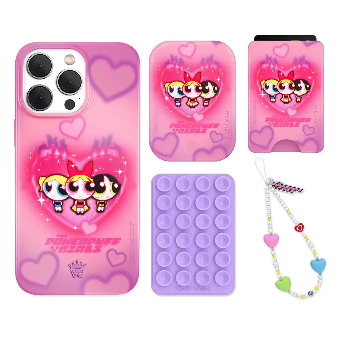 The Powerpuff Girls Airbrush Hearts iPhone Bundle Set - Wallet