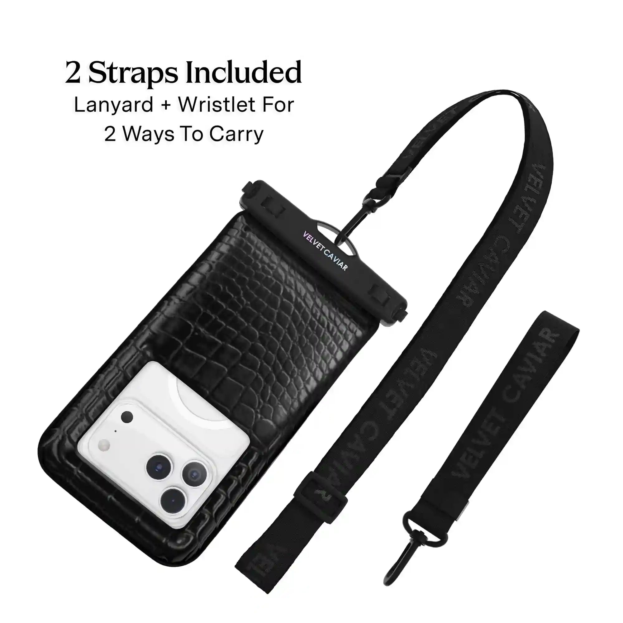 Black Croc Waterproof Floating Phone Pouch