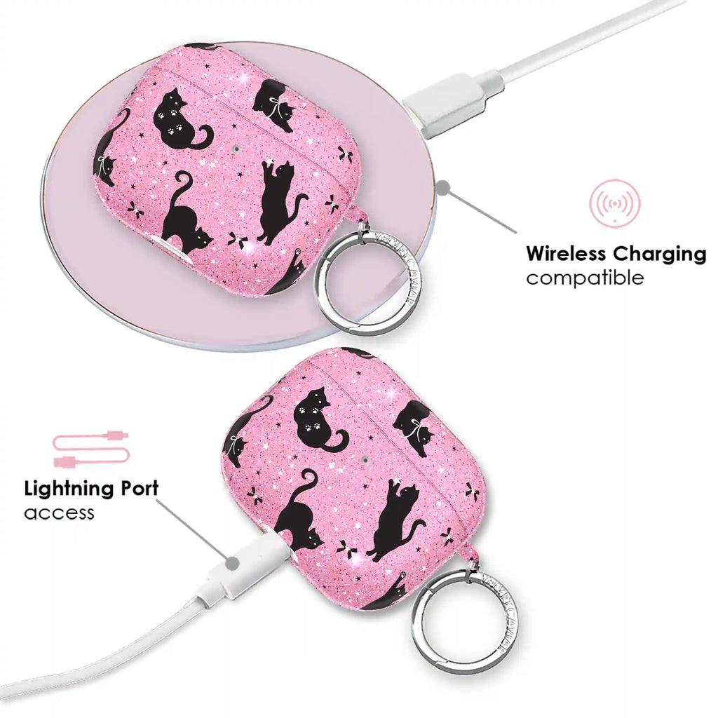 Lucky Kittens Glitter AirPod Case