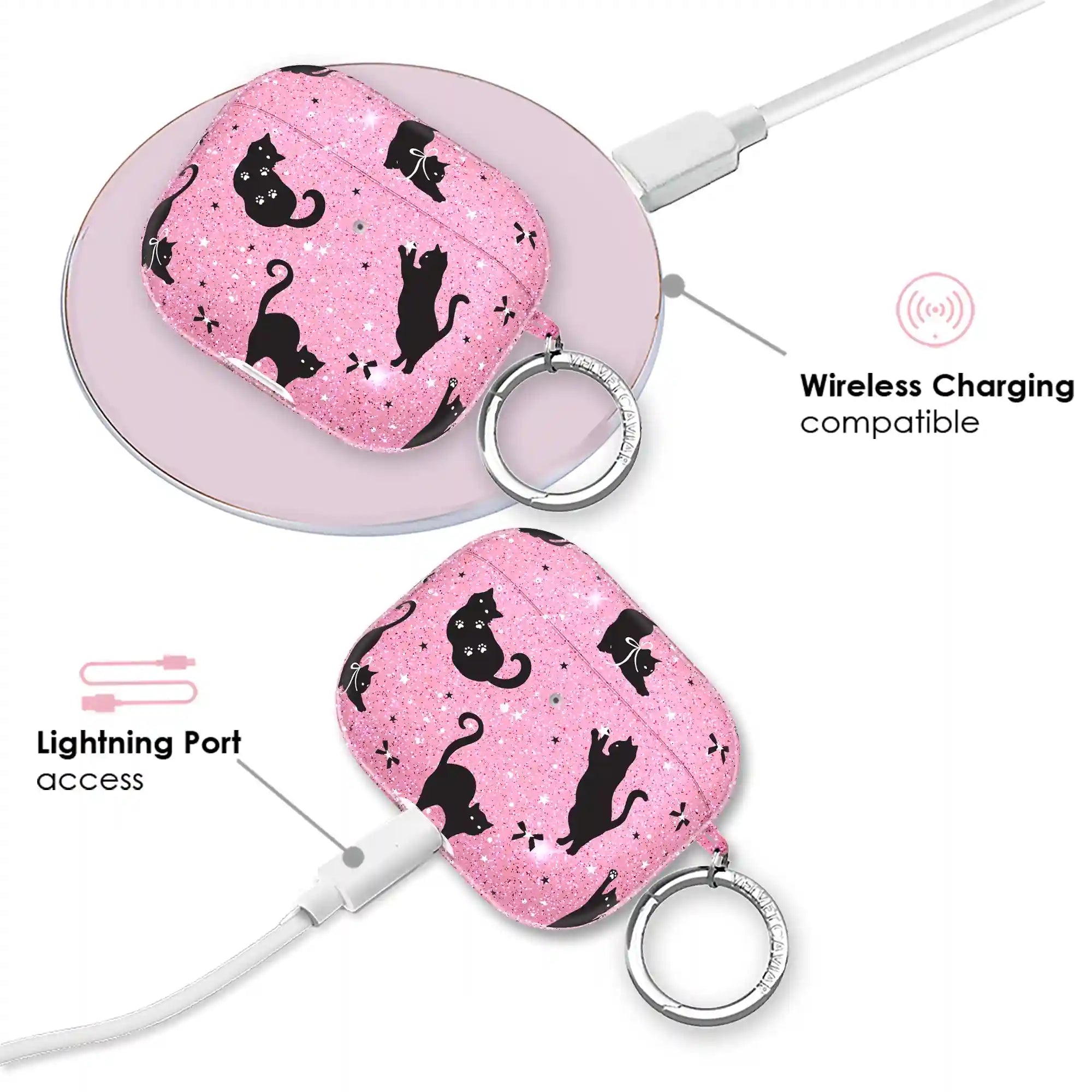 Lucky Kittens Glitter AirPod Case