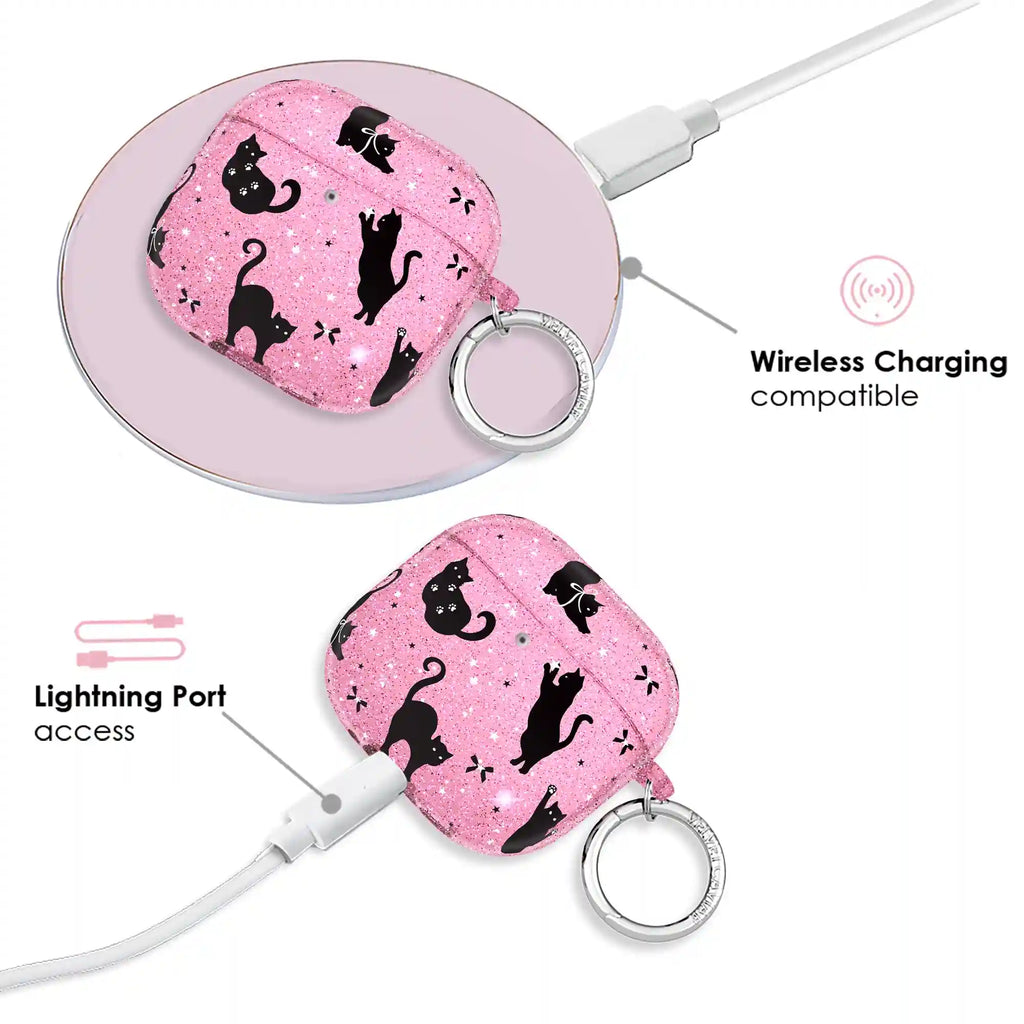 Lucky Kittens Glitter AirPod Case