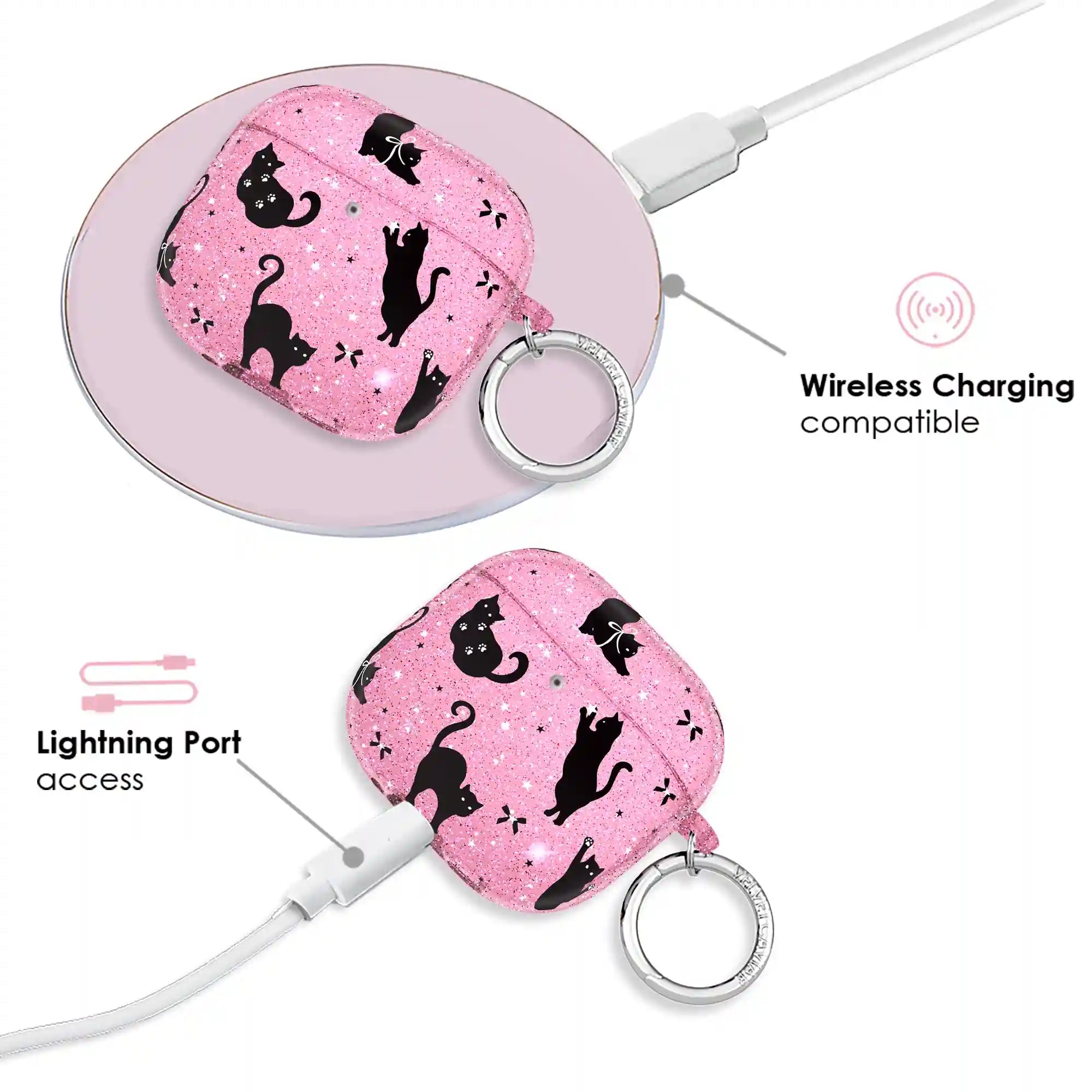 Lucky Kittens Glitter AirPod Case