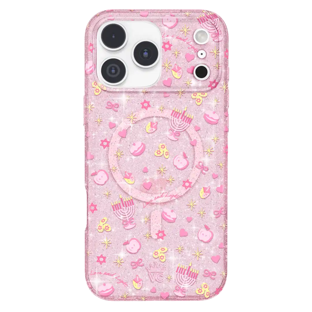 Pink Hanukkah Glitter iPhone Case