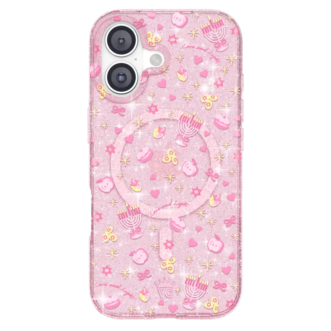 Pink Hanukkah Glitter iPhone Case
