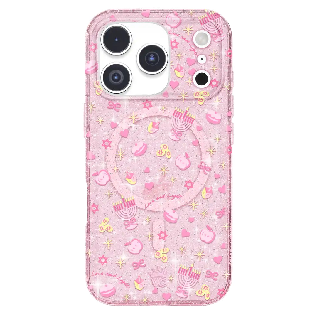 Pink Hanukkah Glitter iPhone Case