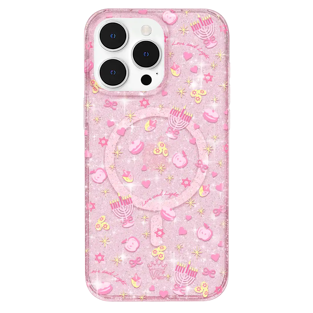Pink Hanukkah Glitter iPhone Case