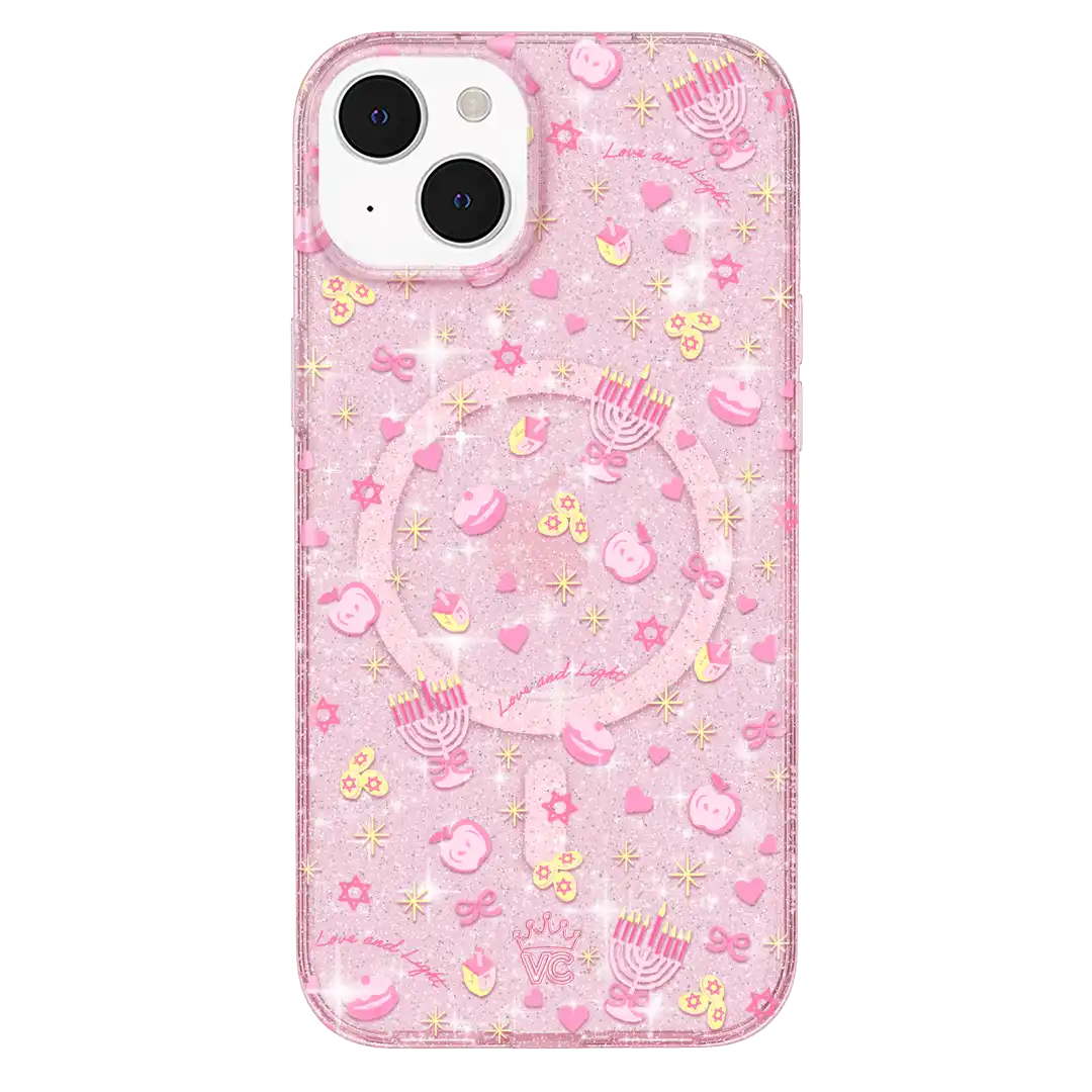 Pink Hanukkah Glitter iPhone Case