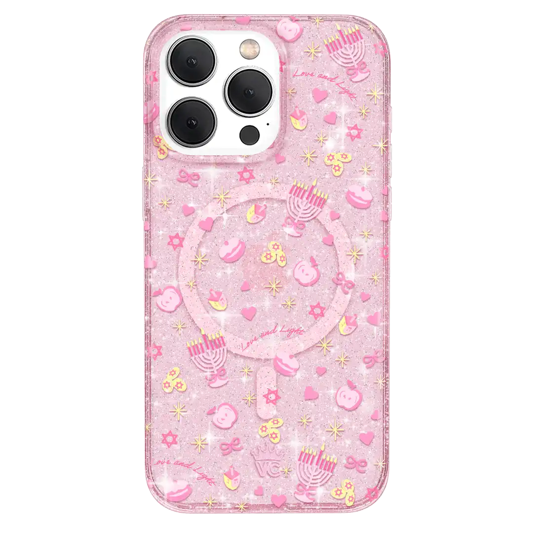 Pink Hanukkah Glitter iPhone Case