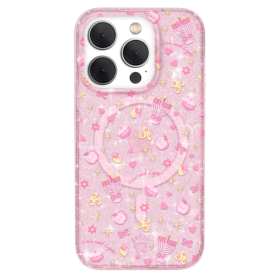 Pink Hanukkah Glitter iPhone Case