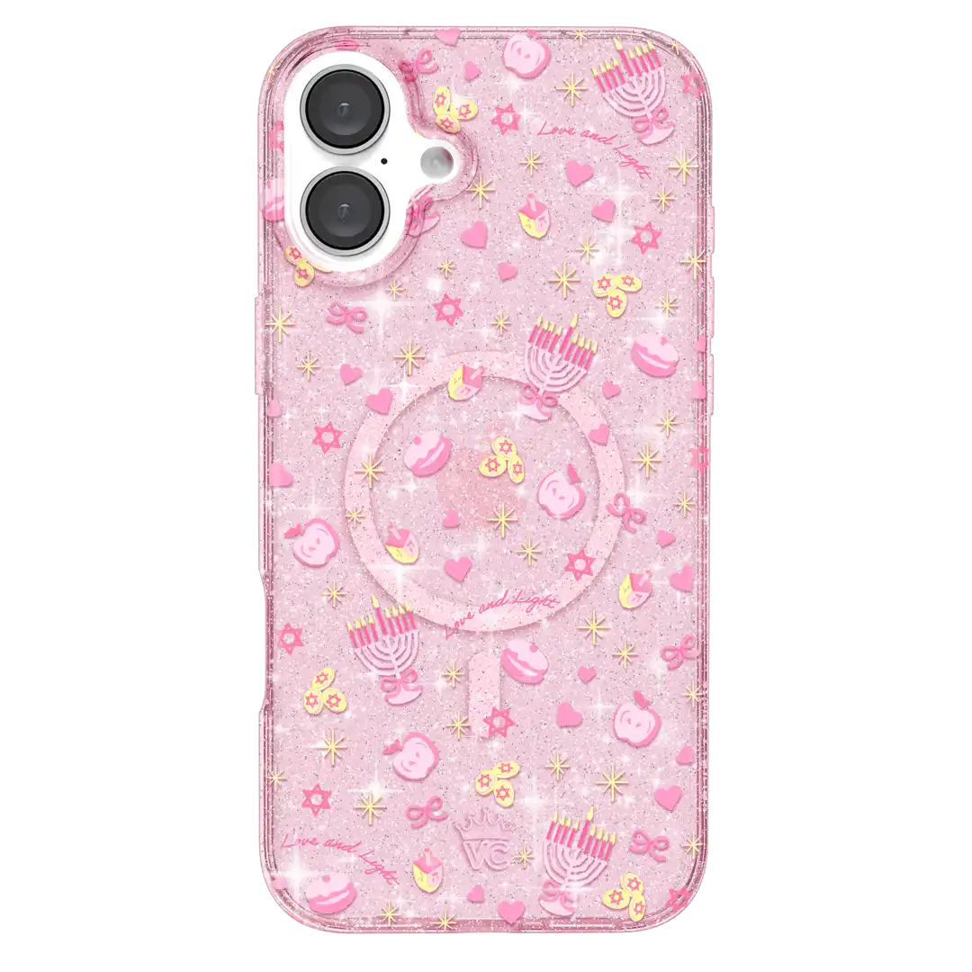 Pink Hanukkah Glitter iPhone Case