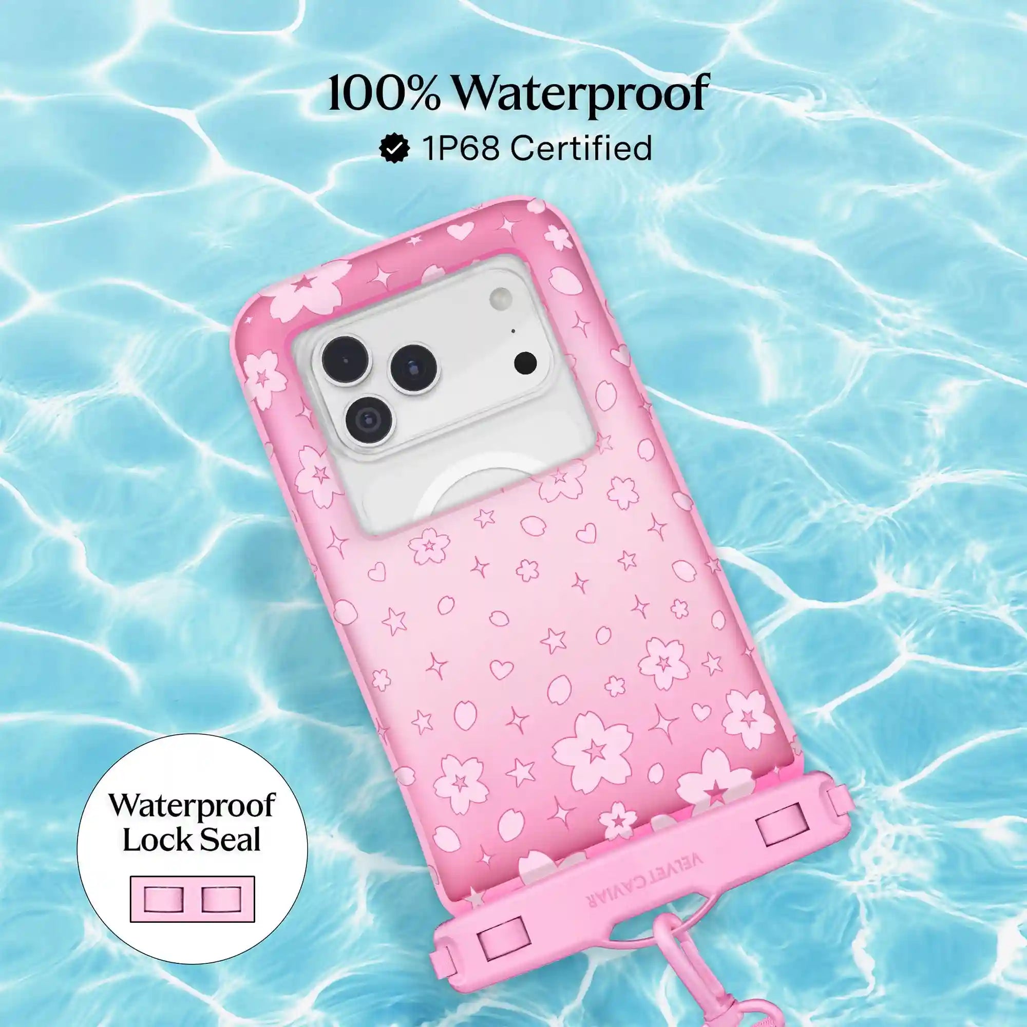 Pink Cherry Blossom Waterproof Floating Phone Pouch