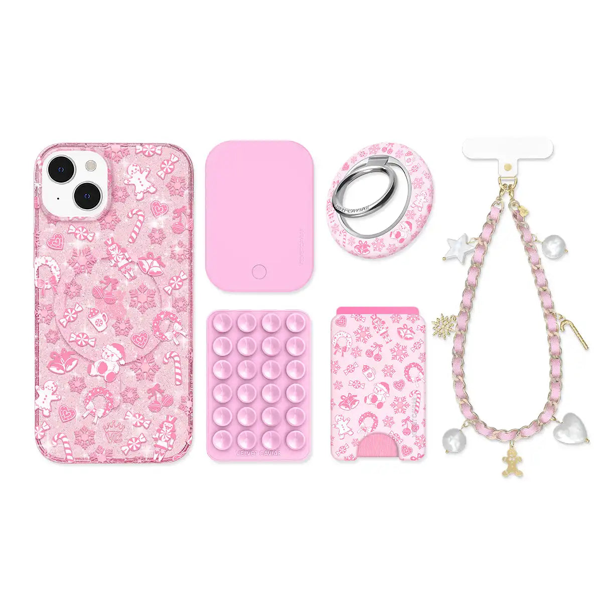 Pink Christmas Glitter iPhone Bundle