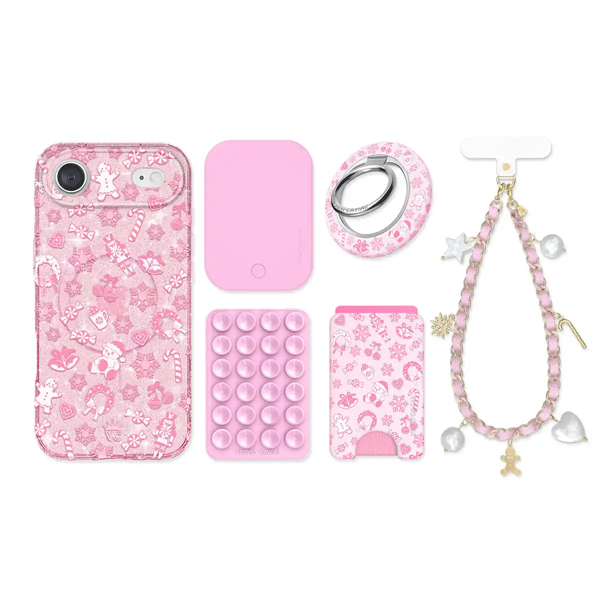 Pink Christmas Glitter iPhone Bundle