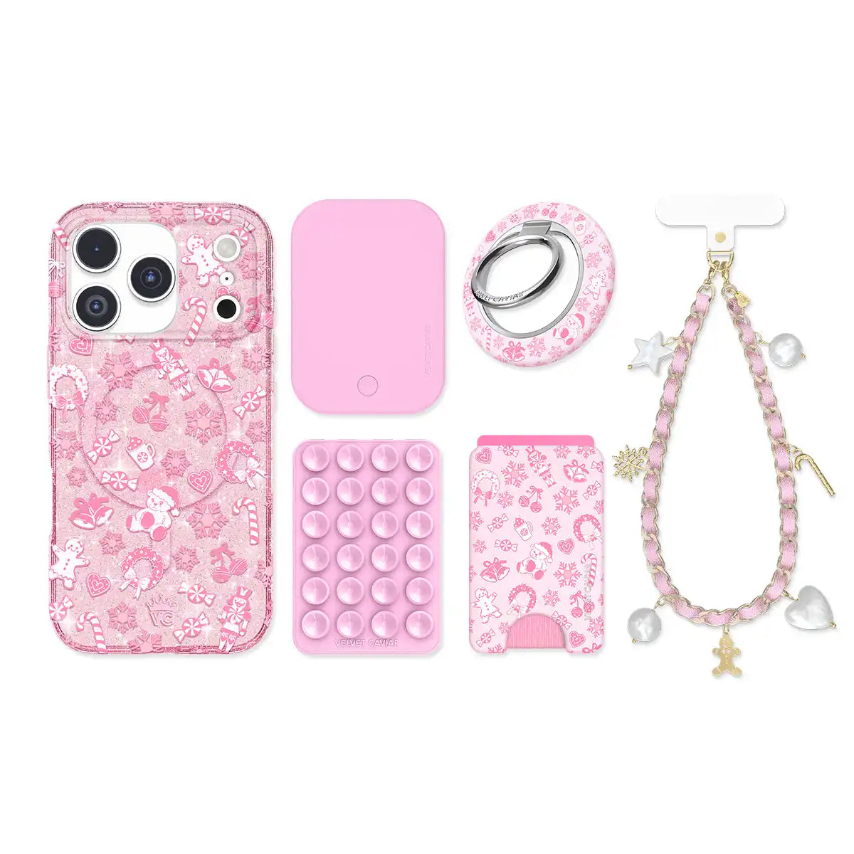 Pink Christmas Glitter iPhone Bundle