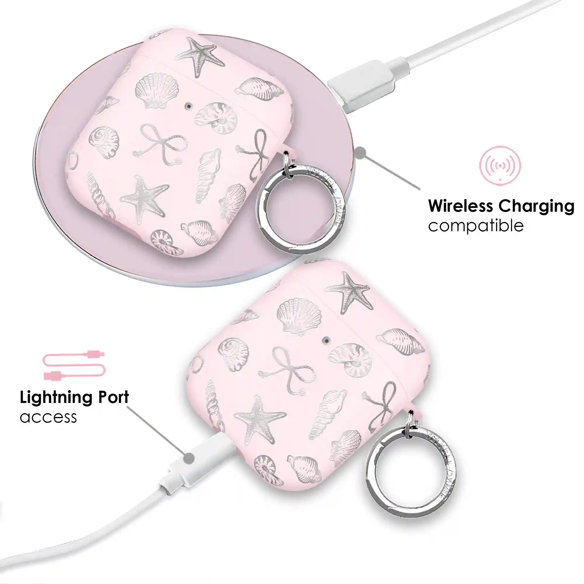 Pink Coastal Seashells AirPod Case