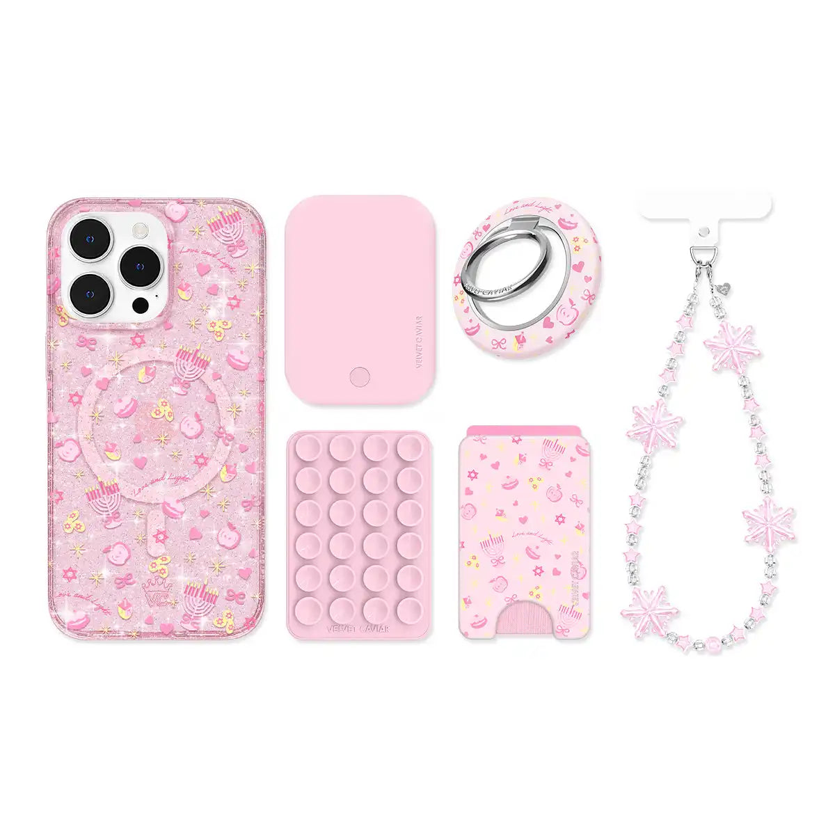 Pink Hanukkah Glitter iPhone Bundle