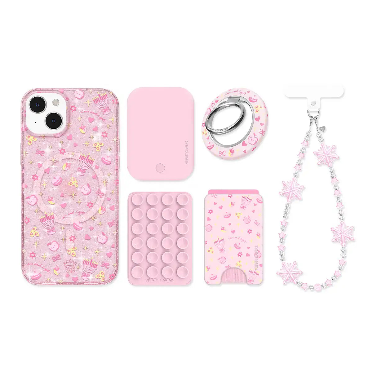 Pink Hanukkah Glitter iPhone Bundle