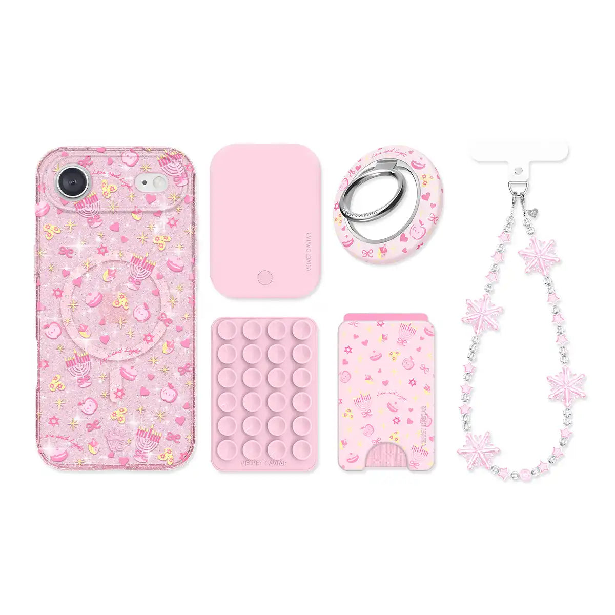 Pink Hanukkah Glitter iPhone Bundle