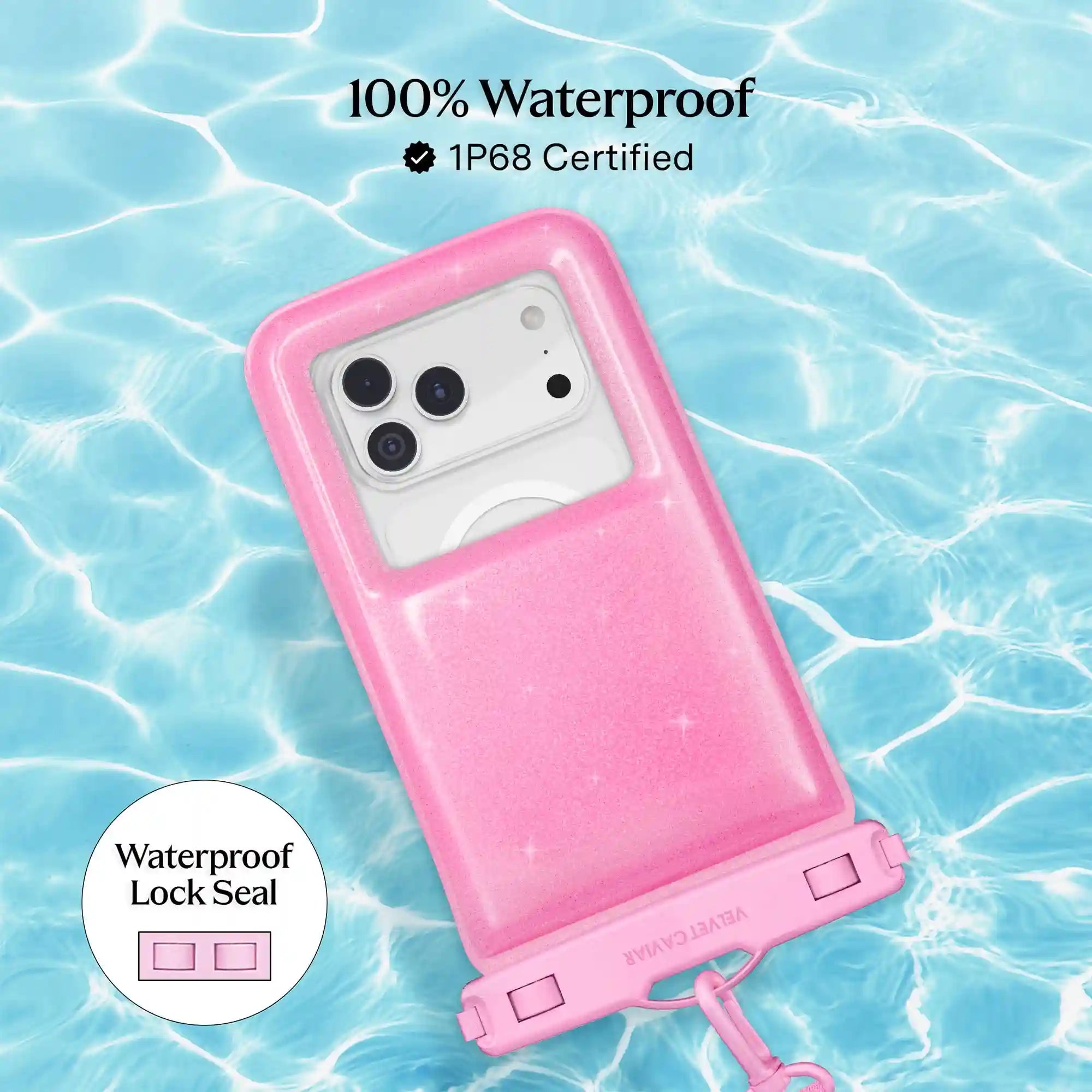 Pink Stardust Glitter Waterproof Floating Phone Pouch