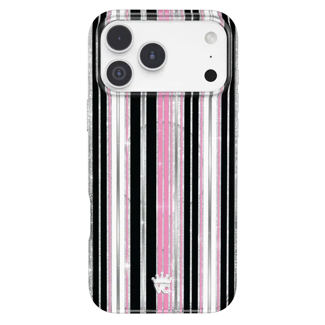 Pretty Punk Stripes Glitter iPhone Case