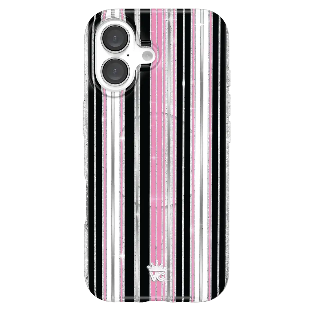 Pretty Punk Stripes Glitter iPhone Case