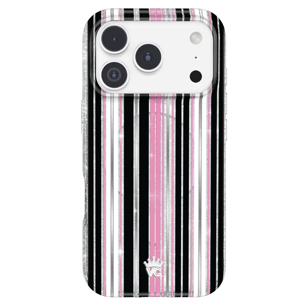 Pretty Punk Stripes Glitter iPhone Case