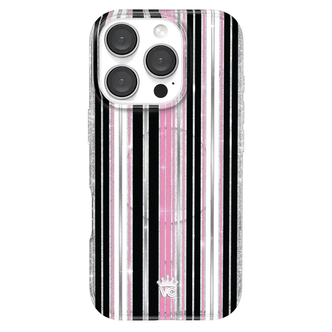 Pretty Punk Stripes Glitter iPhone Case