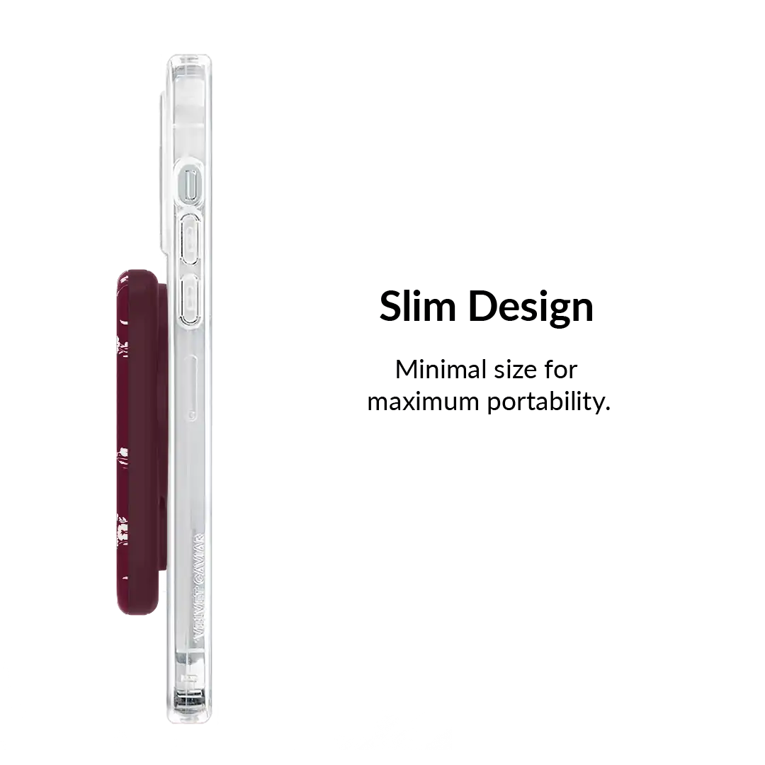 French Burgundy Floral Portable MagSafe Charger Power Pack