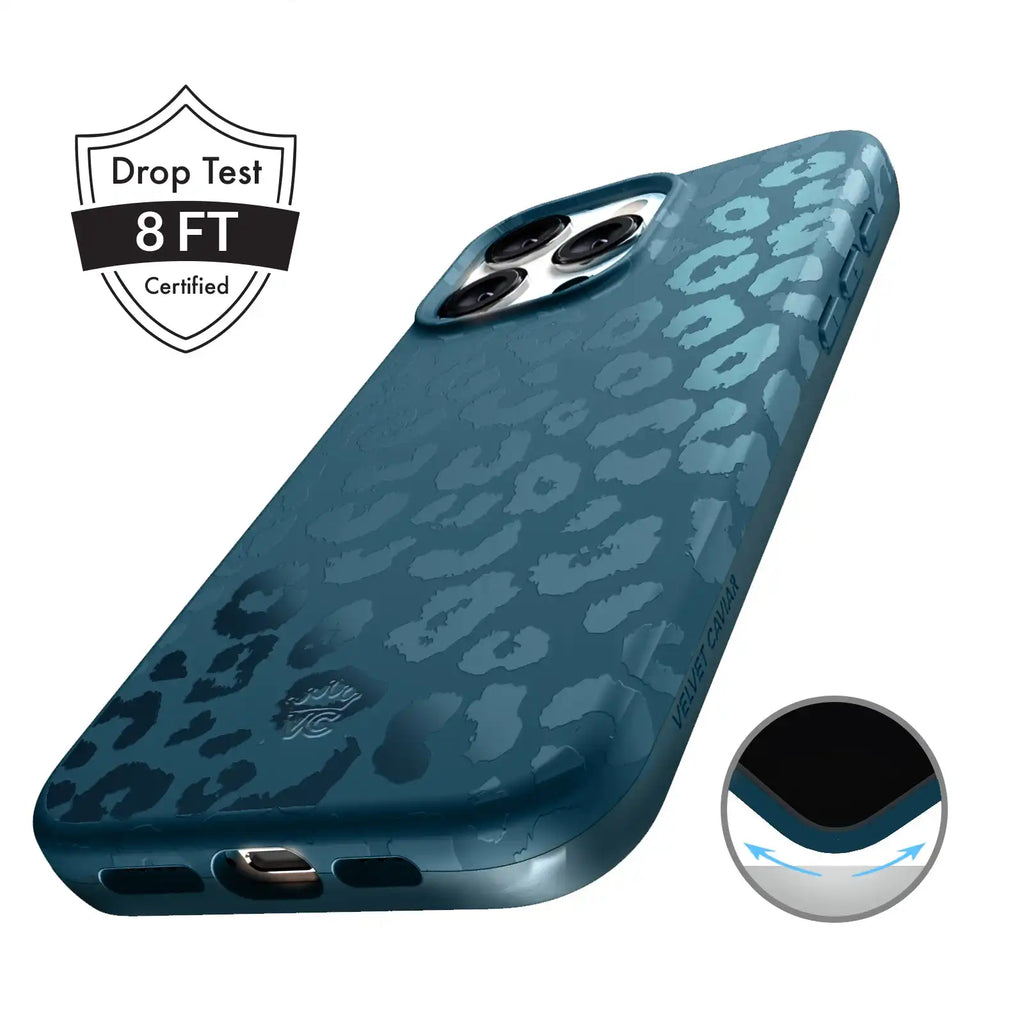 Metallic Navy Leopard iPhone Case
