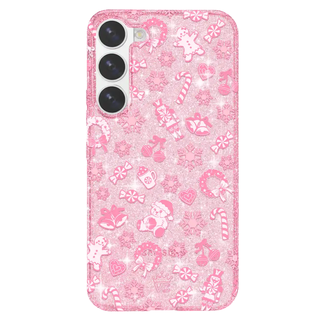 Pink Christmas Glitter Samsung Case