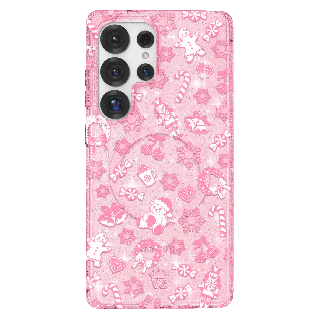Pink Christmas Glitter Samsung Case
