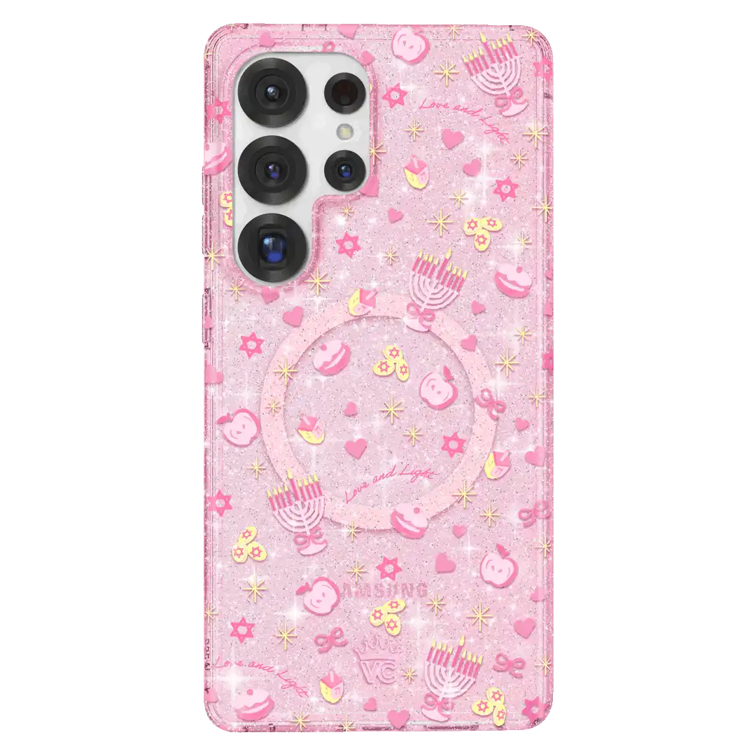 Pink Hanukkah Glitter Samsung Case