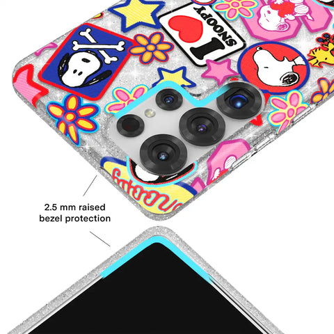 Snoopy Patchwork Glitter Samsung Case